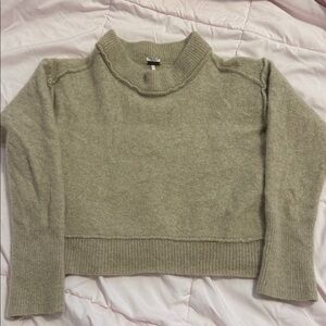 Free People Tan Cashmere Crop Mock Neck Pullover Sweater Women's Size Large
